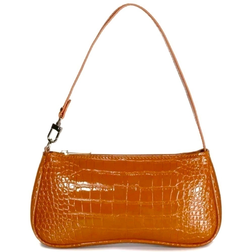 Brown croc embossed baguette bag​​​ - Picture 3 of 5